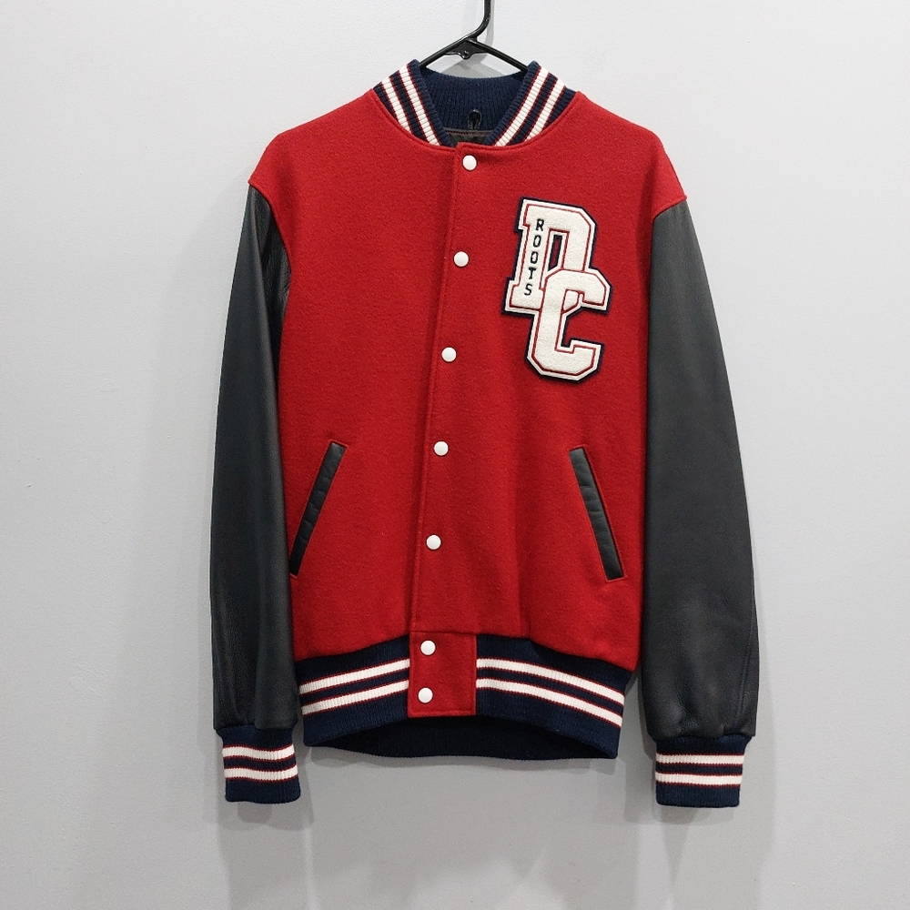 Roots Washington DC Award Leather Wool Varsity Letterman Jacket Medium - Picture 1 of 7